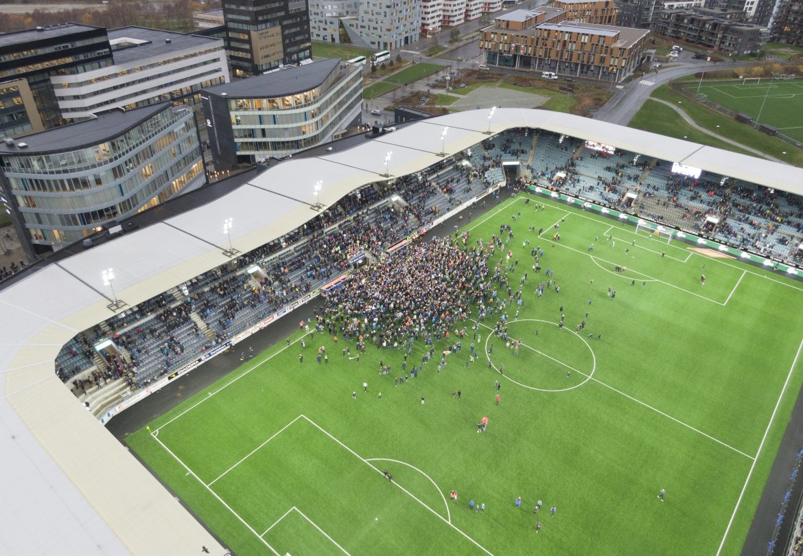 Fra opprykkskampen mot Kongsvinger i 2018. Foto: Haavard Hana