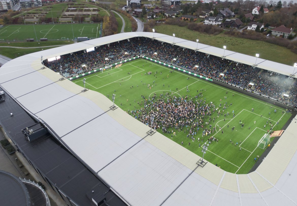 Fra opprykkskampen mot Kongsvinger i 2018. Foto: Haavard Hana